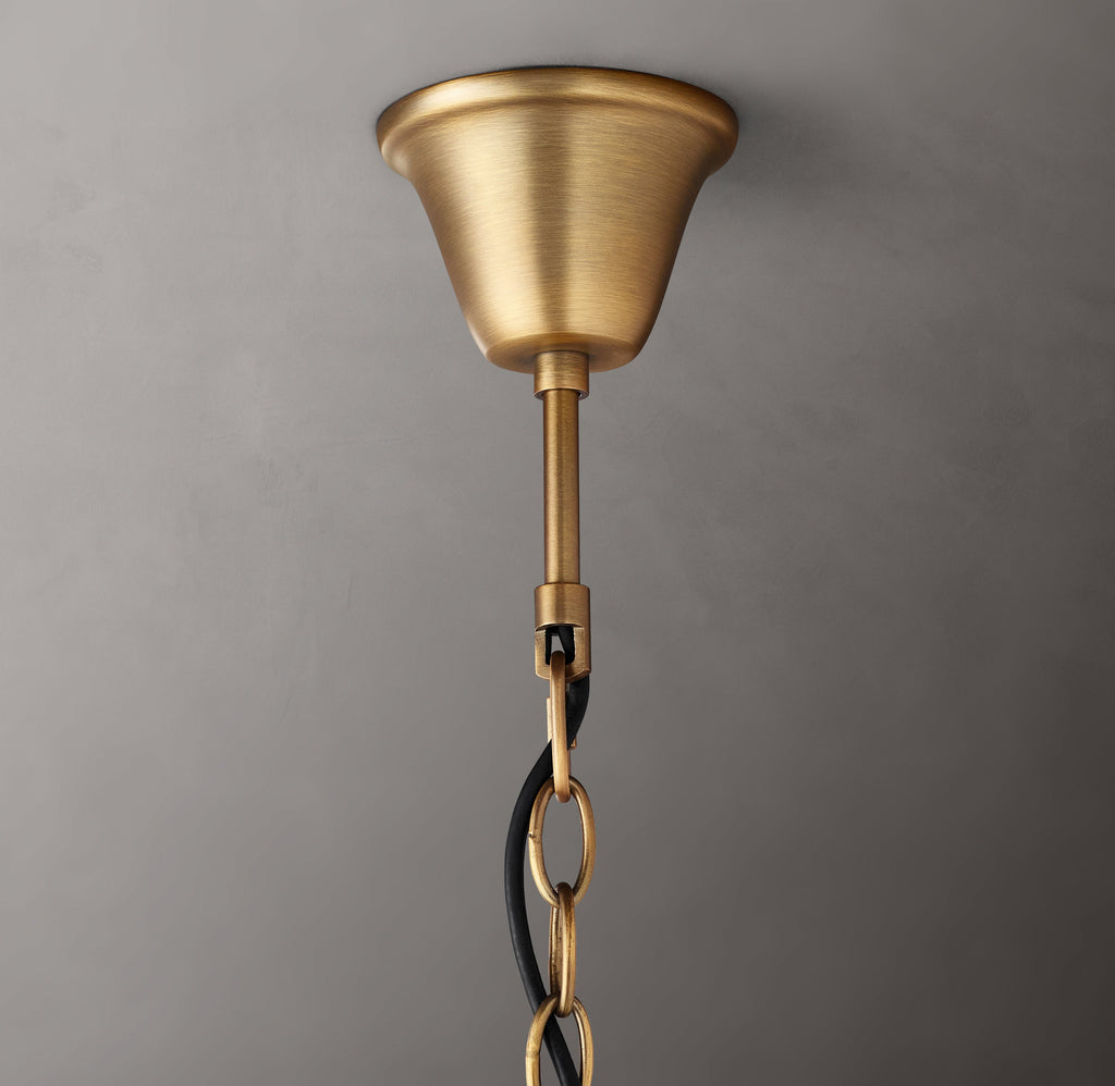 Sculptural 19th C. Rococo Iron & Crystal Round Chandelier – 33" Antiqued Brass/Clear Crystal — view 3