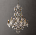 Sculptural 19th C. Rococo Iron & Crystal Round Chandelier – 40" Antiqued Brass/Clear Crystal — view 1