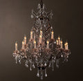 Sculptural 19th C. Rococo Iron & Crystal Round Chandelier – 40" Rustic Iron/Clear Crystal — view 1