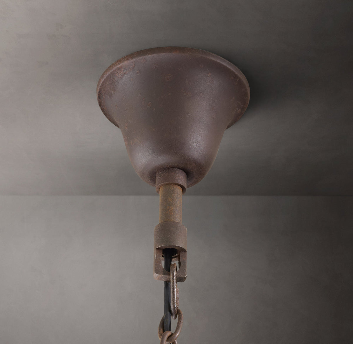 Sculptural 19th C. Rococo Iron & Crystal Round Chandelier – 40" Rustic Iron/Clear Crystal — view 2