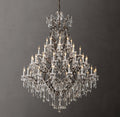 Sculptural 19th C. Rococo Iron & Crystal Round Chandelier – 60" Rustic Iron/Clear Crystal — view 1