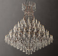 Sculptural 19th C. Rococo Iron & Crystal Round Chandelier – 101" Rustic Iron/Clear Crystal — view 1