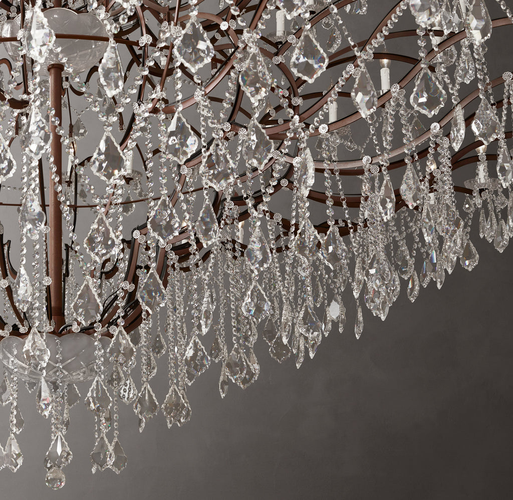 Sculptural 19th C. Rococo Iron & Crystal Round Chandelier – 101" Rustic Iron/Clear Crystal — view 3