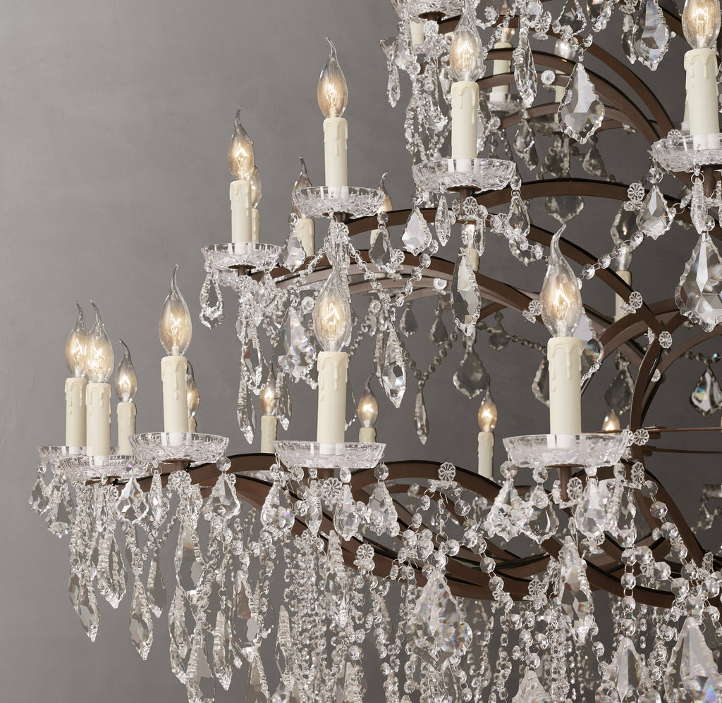 Sculptural 19th C. Rococo Iron & Crystal Round Chandelier – 101" Rustic Iron/Clear Crystal — view 4