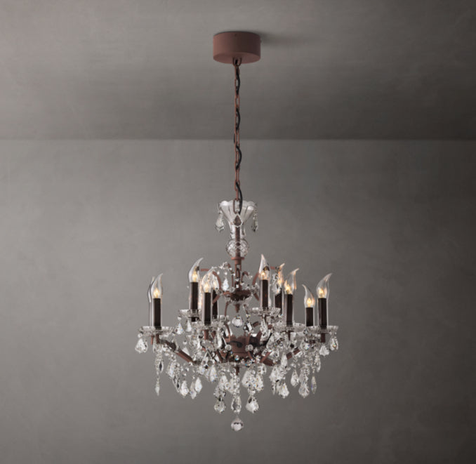 Sculptural 19th C. Rococo Iron & Crystal Outdoor Chandelier — view 3