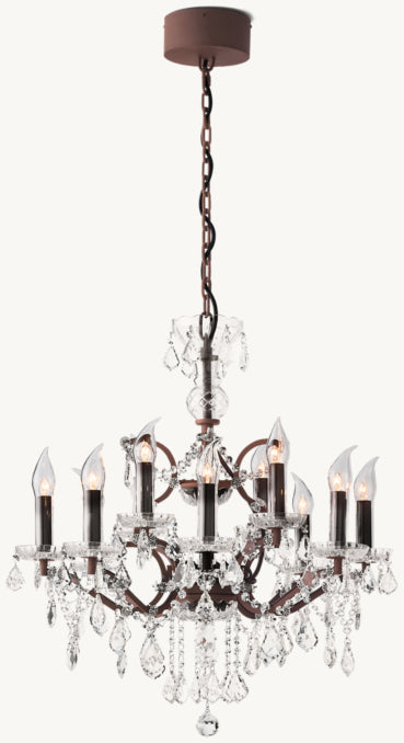 Sculptural 19th C. Rococo Iron & Crystal Outdoor Chandelier — view 4