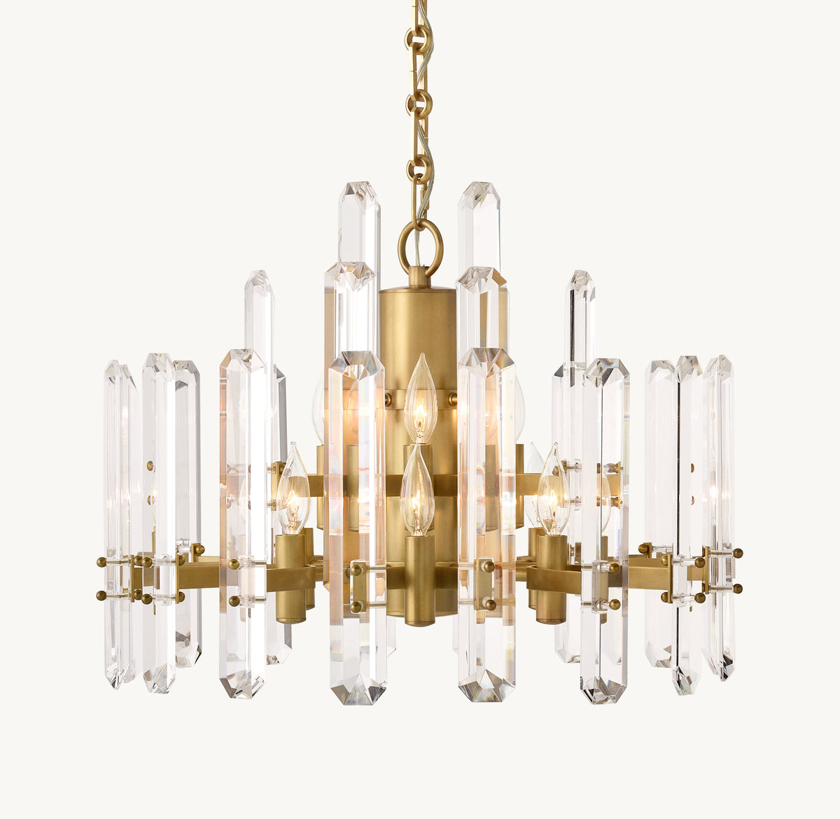 Signature Bonnington Round Chandelier – 24" Lacquered Burnished Brass — view 1
