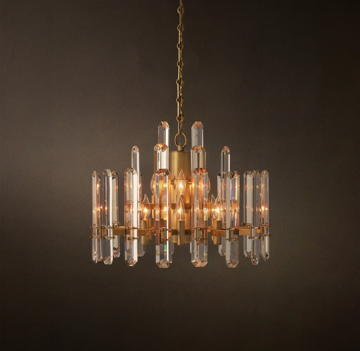Signature Bonnington Round Chandelier – 24" Lacquered Burnished Brass — view 2