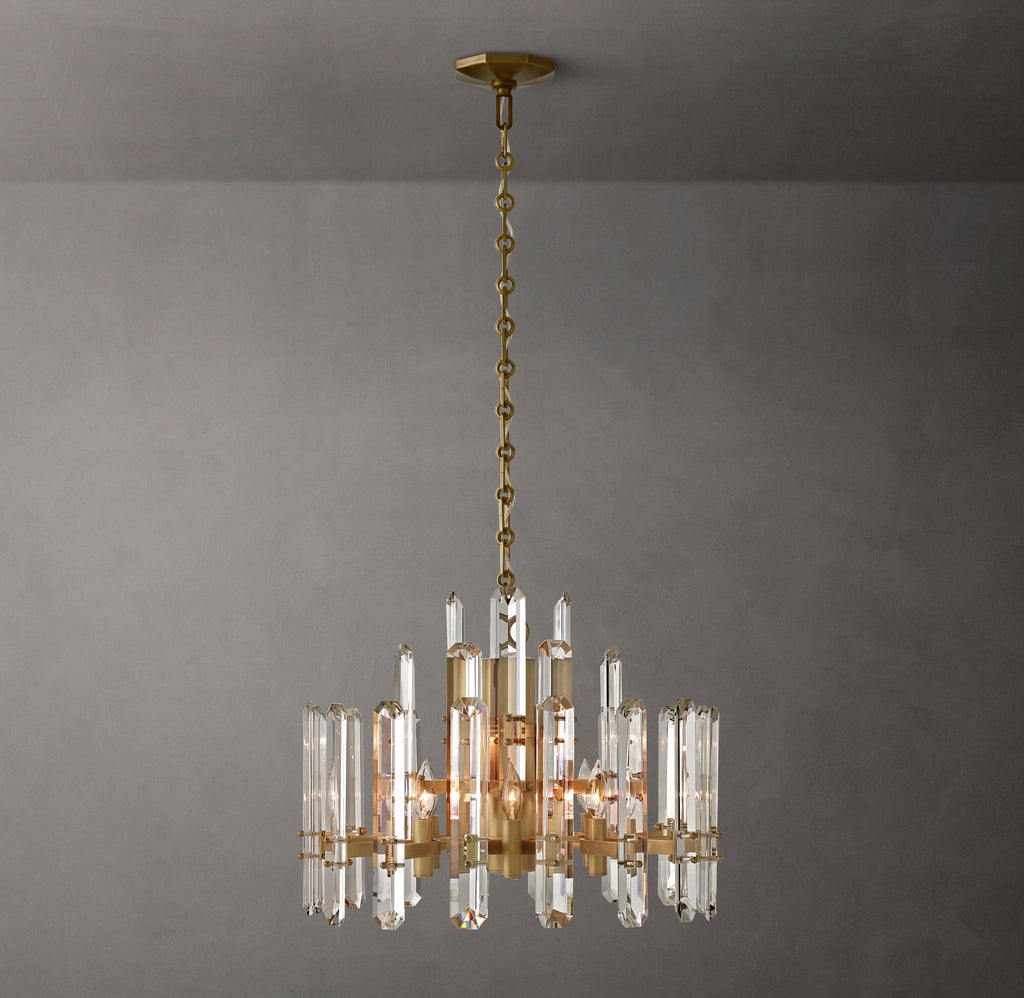 Signature Bonnington Round Chandelier – 24" Lacquered Burnished Brass — view 3