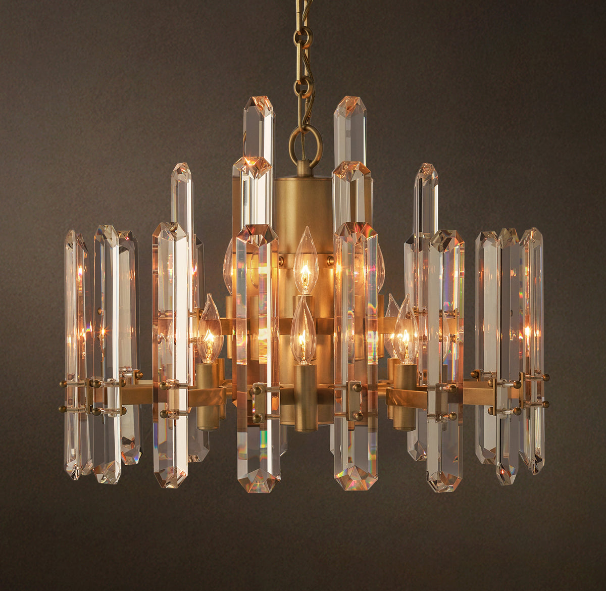 Signature Bonnington Round Chandelier – 24" Lacquered Burnished Brass — view 5
