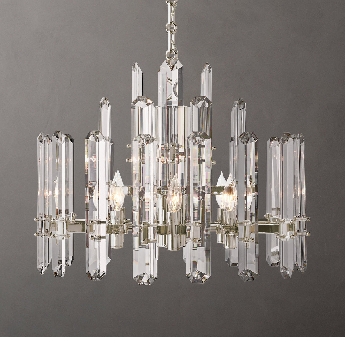 Signature Bonnington Round Chandelier – 24" Polished Nickel — view 3