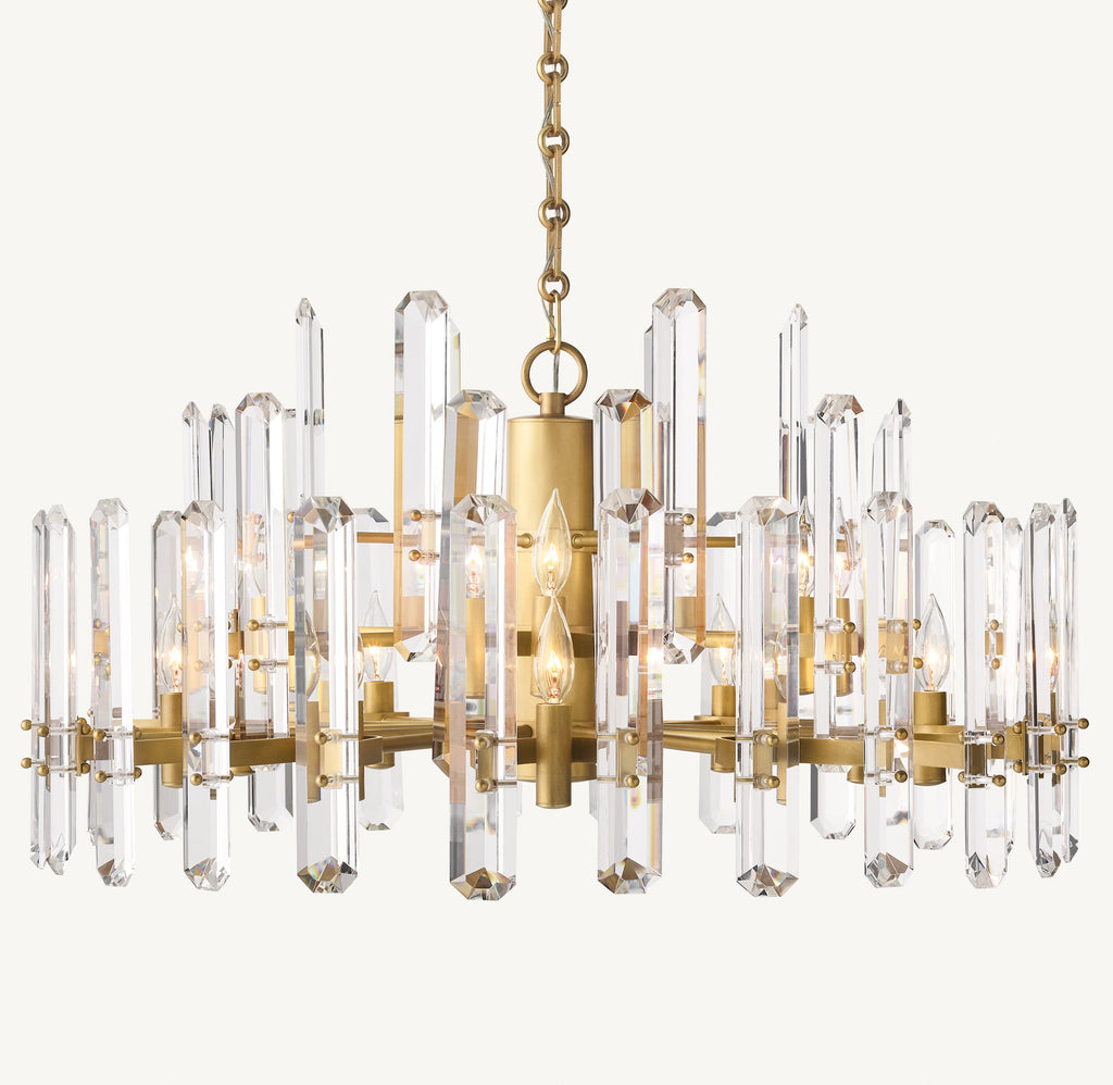 Signature Bonnington Round Chandelier – 36" Lacquered Burnished Brass — view 1