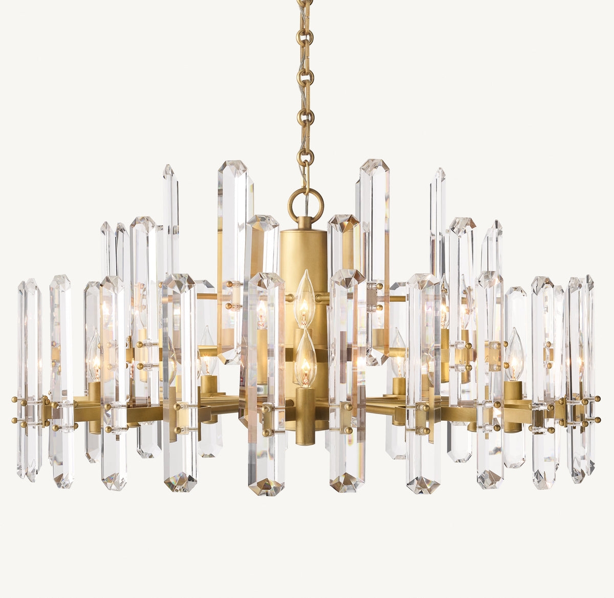 Signature Bonnington Round Chandelier – 36" Lacquered Burnished Brass — view 1