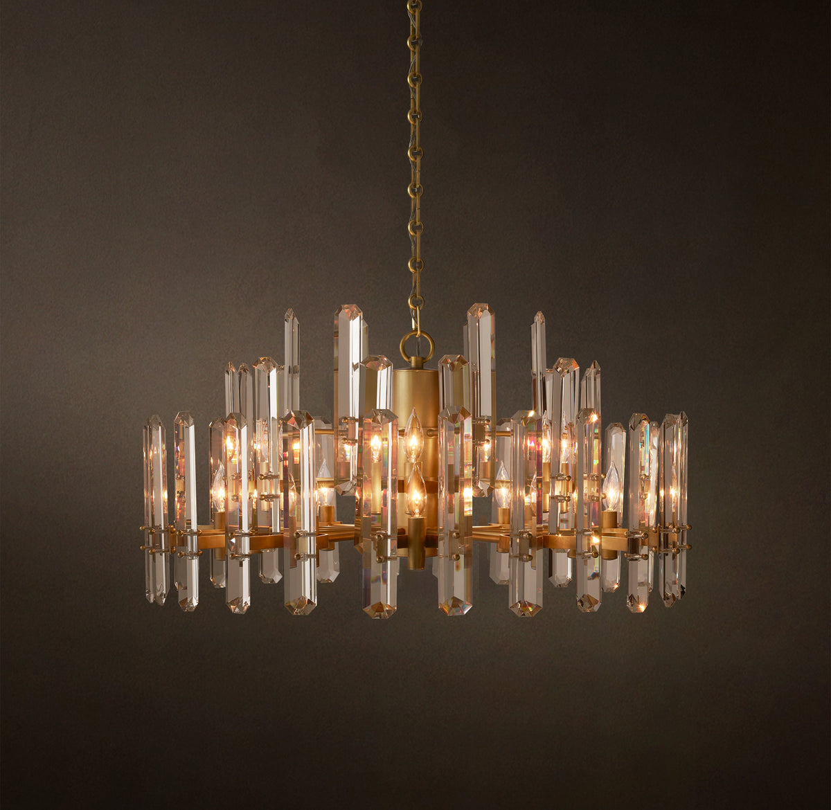 Signature Bonnington Round Chandelier – 36" Lacquered Burnished Brass — view 2