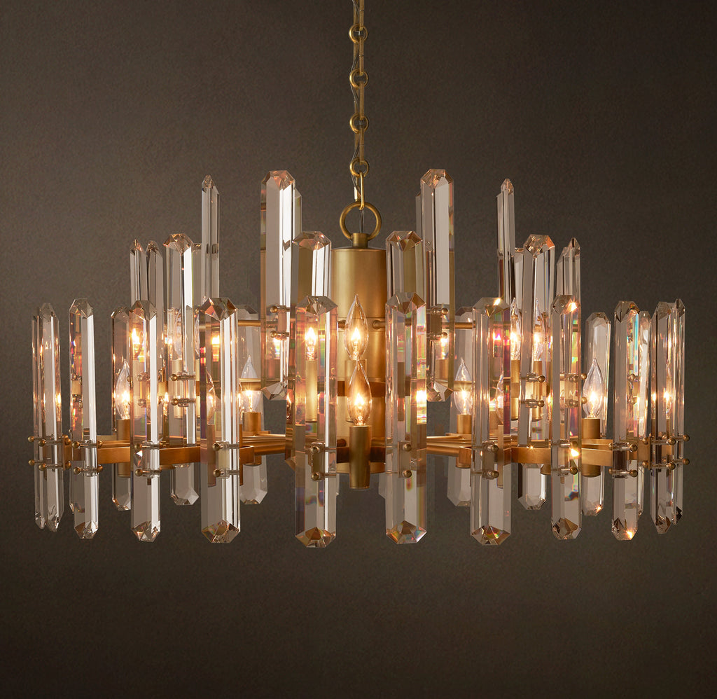Signature Bonnington Round Chandelier – 36" Lacquered Burnished Brass — view 4