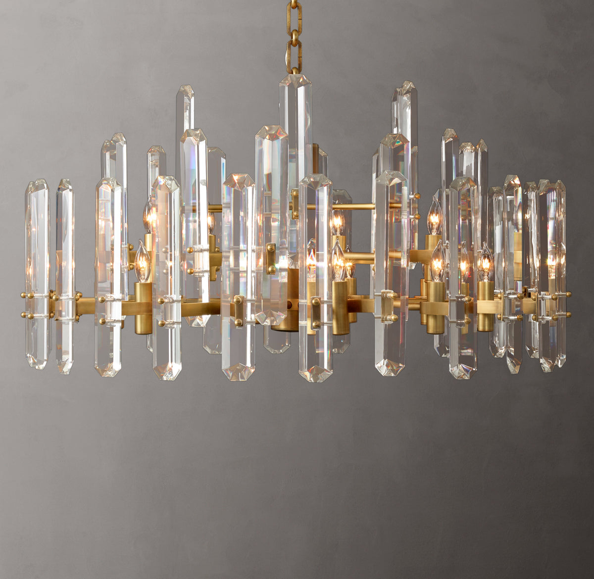Signature Bonnington Round Chandelier – 36" Lacquered Burnished Brass — view 5