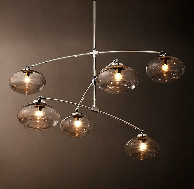 Sculptural Cabrette Clear Glass Mobile Round Chandelier — view 2