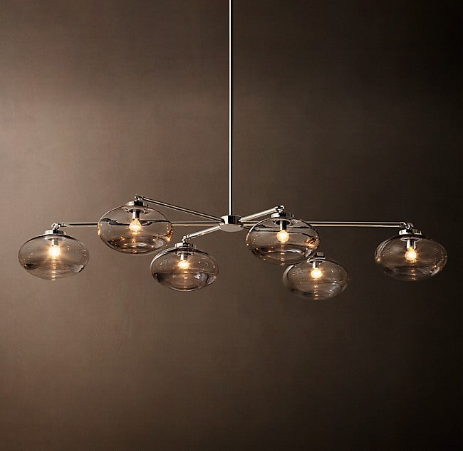 Sculptural Cabrette Clear Glass Mobile Linear Chandelier — view 1