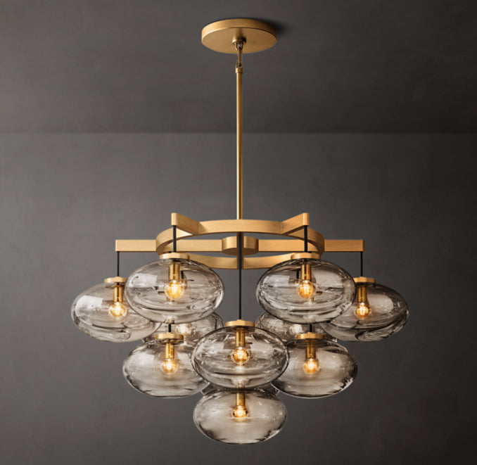 Sculptural Cabrette Clear Glass Round Chandelier — view 1