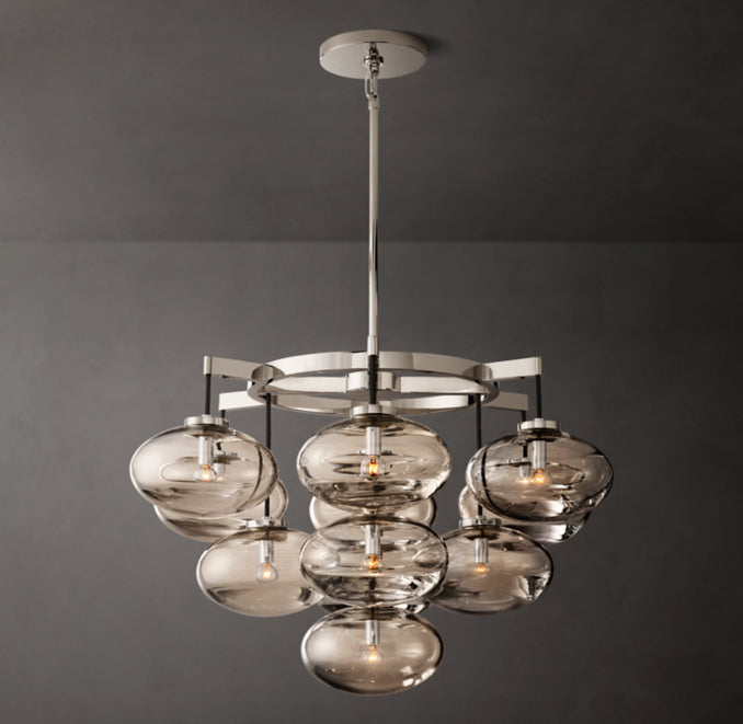 Sculptural Cabrette Clear Glass Round Chandelier — view 1