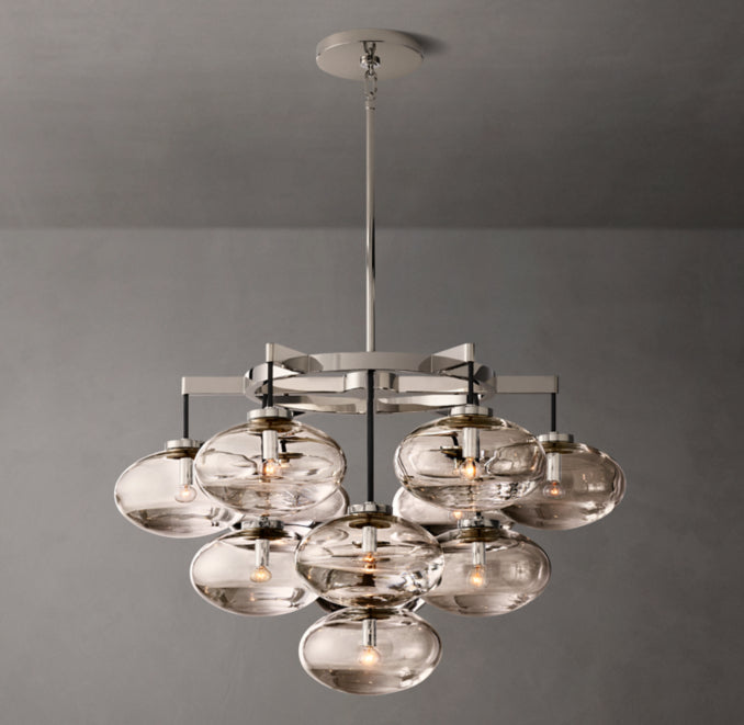 Sculptural Cabrette Clear Glass Round Chandelier — view 4