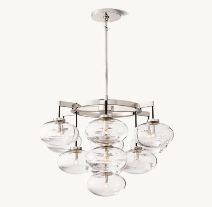 Sculptural Cabrette Clear Glass Round Chandelier — view 5
