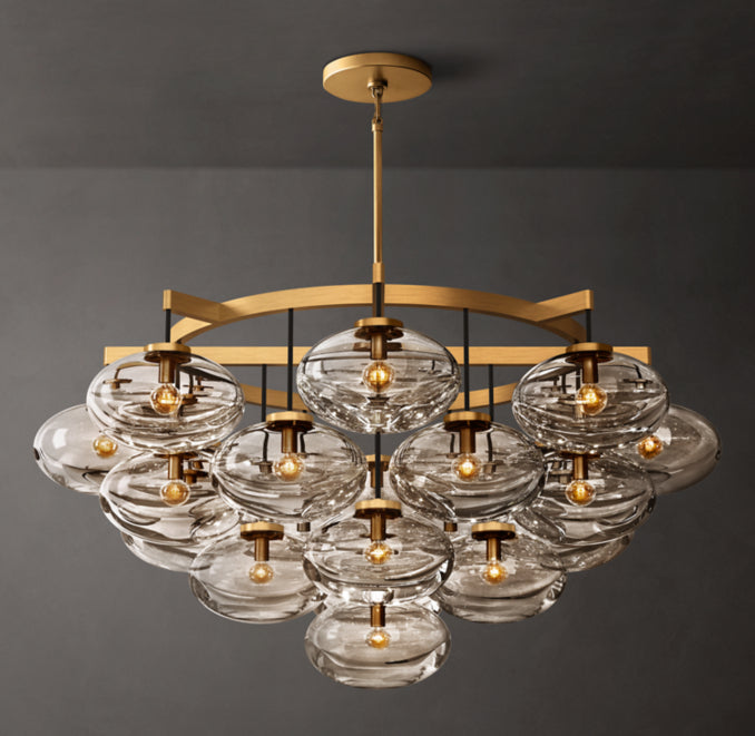 Sculptural Cabrette Clear Glass Round Chandelier — view 1