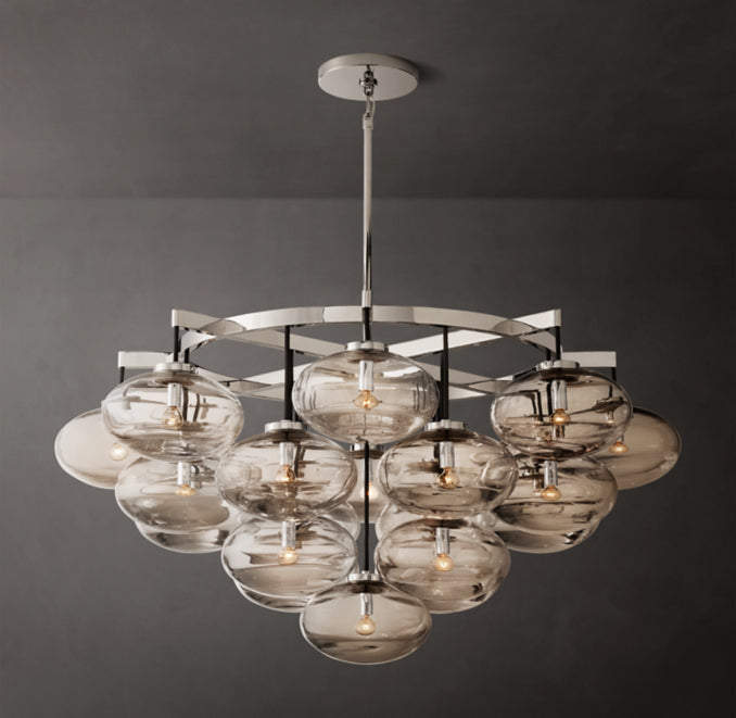 Sculptural Cabrette Clear Glass Round Chandelier — view 1