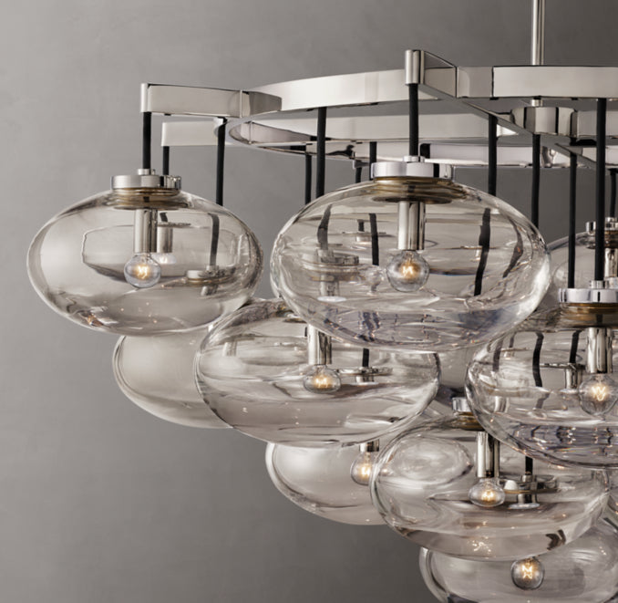 Sculptural Cabrette Clear Glass Round Chandelier — view 3