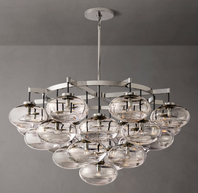 Sculptural Cabrette Clear Glass Round Chandelier — view 4