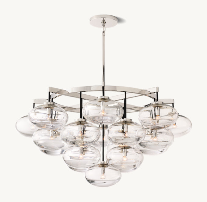 Sculptural Cabrette Clear Glass Round Chandelier — view 5