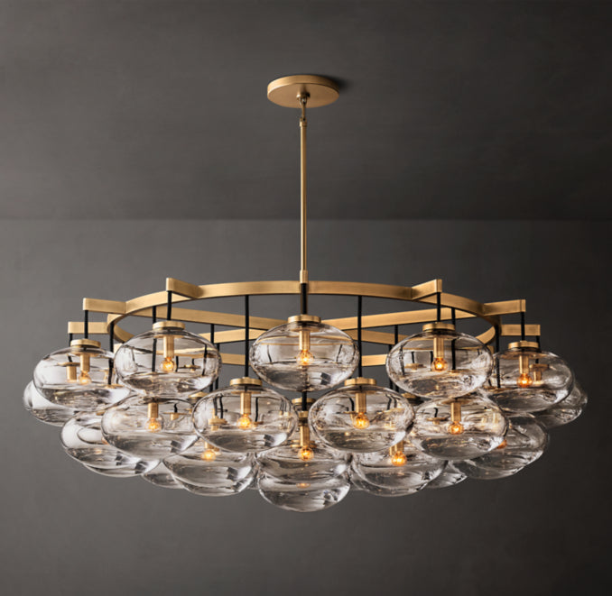 Sculptural Cabrette Clear Glass Round Chandelier — view 1