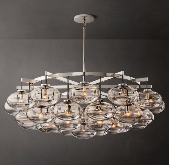Sculptural Cabrette Clear Glass Round Chandelier — view 1