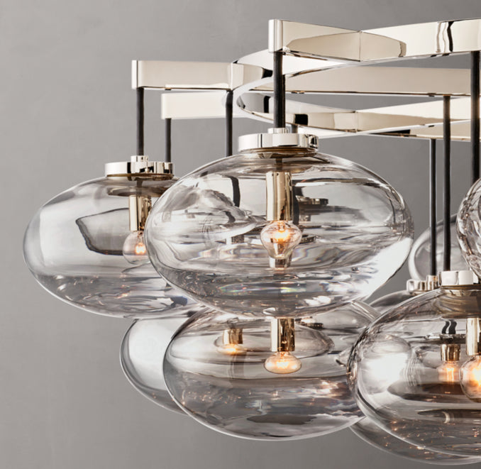 Sculptural Cabrette Clear Glass Round Chandelier — view 3