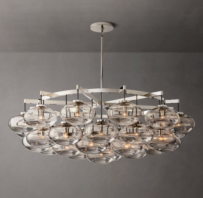 Sculptural Cabrette Clear Glass Round Chandelier — view 4