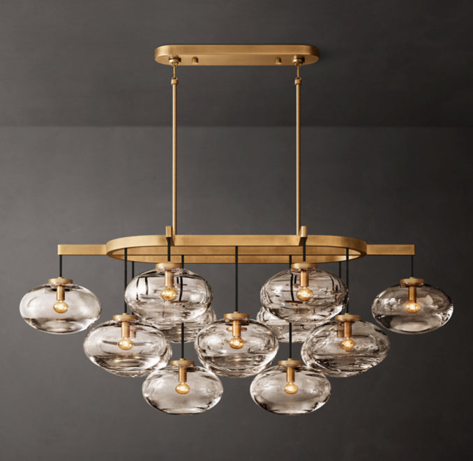 Sculptural Cabrette Clear Glass Linear Chandelier — view 1