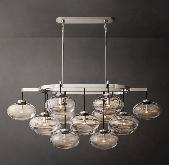 Sculptural Cabrette Clear Glass Linear Chandelier — view 1