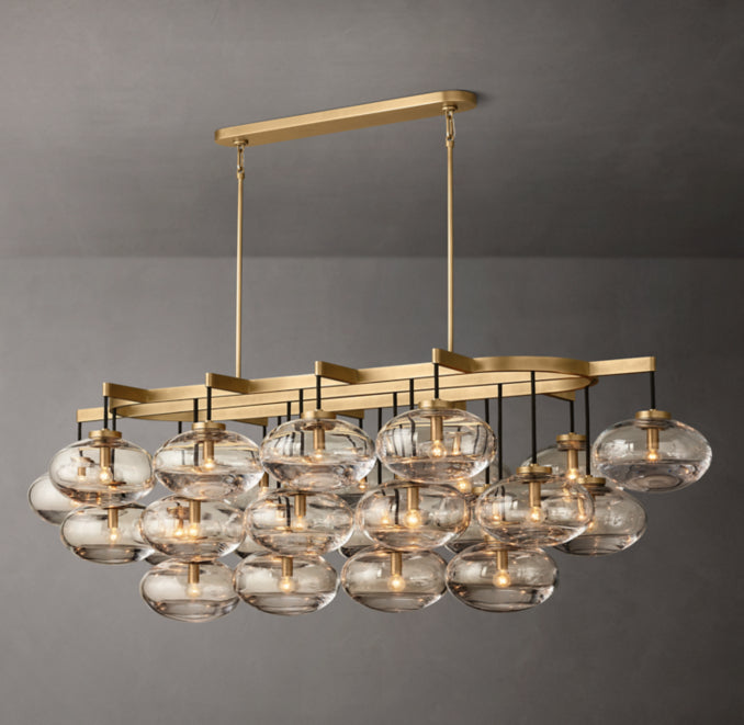 Sculptural Cabrette Clear Glass Linear Chandelier — view 4