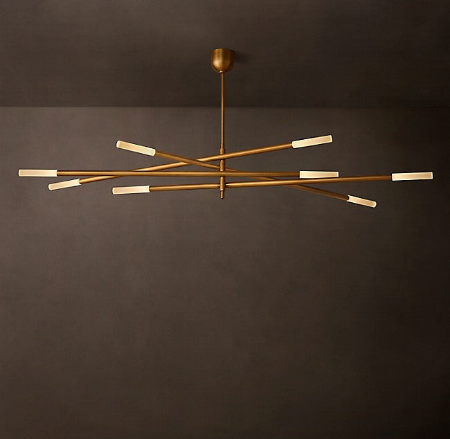 Sculptural Rousseau 8-Light Mobile Etched Rod Chandelier — view 1