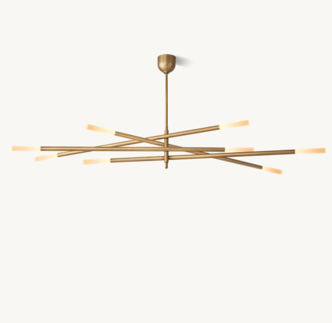 Sculptural Rousseau 8-Light Mobile Etched Rod Chandelier — view 2