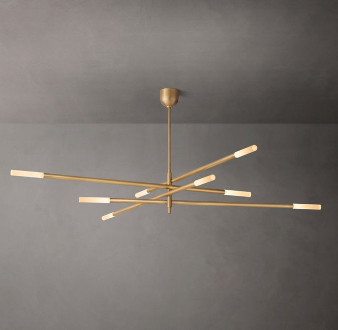 Sculptural Rousseau 8-Light Mobile Etched Rod Chandelier — view 3