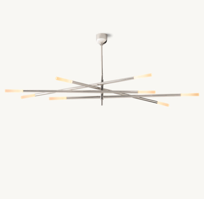 Sculptural Rousseau 8-Light Mobile Etched Rod Chandelier — view 2