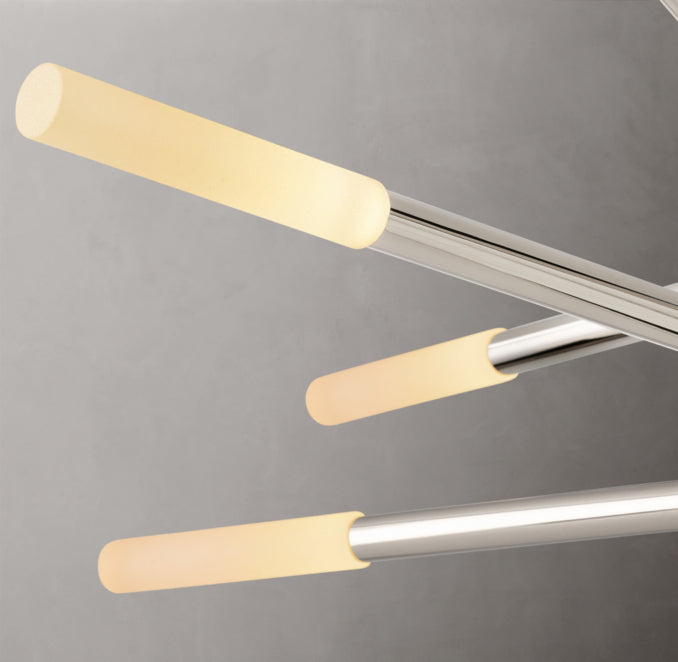Sculptural Rousseau 8-Light Mobile Etched Rod Chandelier — view 3