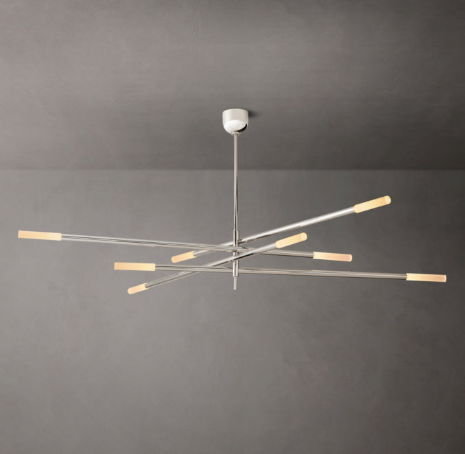 Sculptural Rousseau 8-Light Mobile Etched Rod Chandelier — view 4