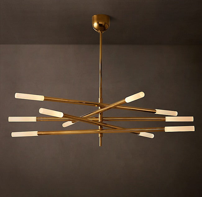 Sculptural Rousseau 10-Light Mobile Etched Rod Chandelier — view 1