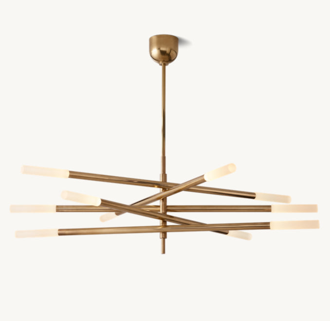 Sculptural Rousseau 10-Light Mobile Etched Rod Chandelier — view 2
