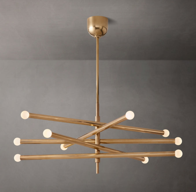 Sculptural Rousseau 10-Light Mobile Etched Rod Chandelier — view 4