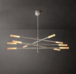 Sculptural Rousseau 10-Light Mobile Etched Rod Chandelier