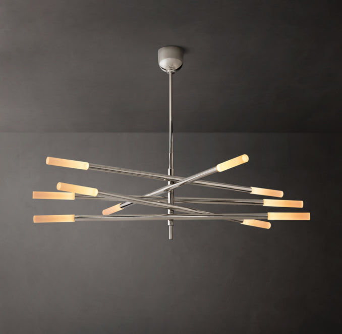 Sculptural Rousseau 10-Light Mobile Etched Rod Chandelier — view 1