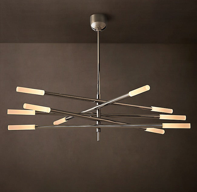 Sculptural Rousseau 10-Light Mobile Etched Rod Chandelier — view 2